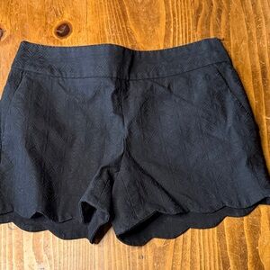 LOFT Black High Waist Scalloped Shorts